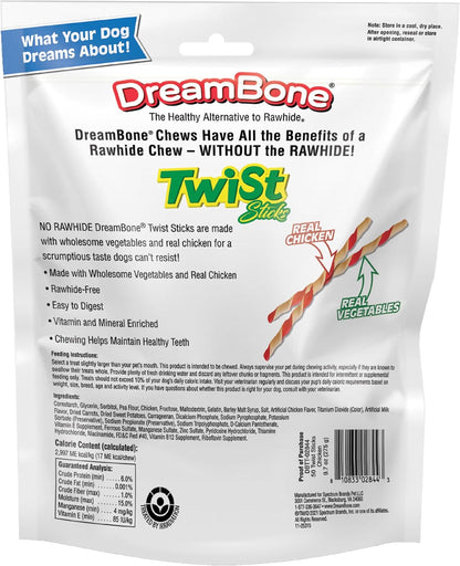DreamBone Twist Sticks Rawhide-Free Dog Treats With Real Protein, 50 Count