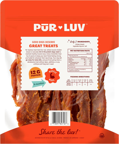 Pur Luv Chicken Jerky Dog Treats,100% Real Chicken Breast, 16 Ounces