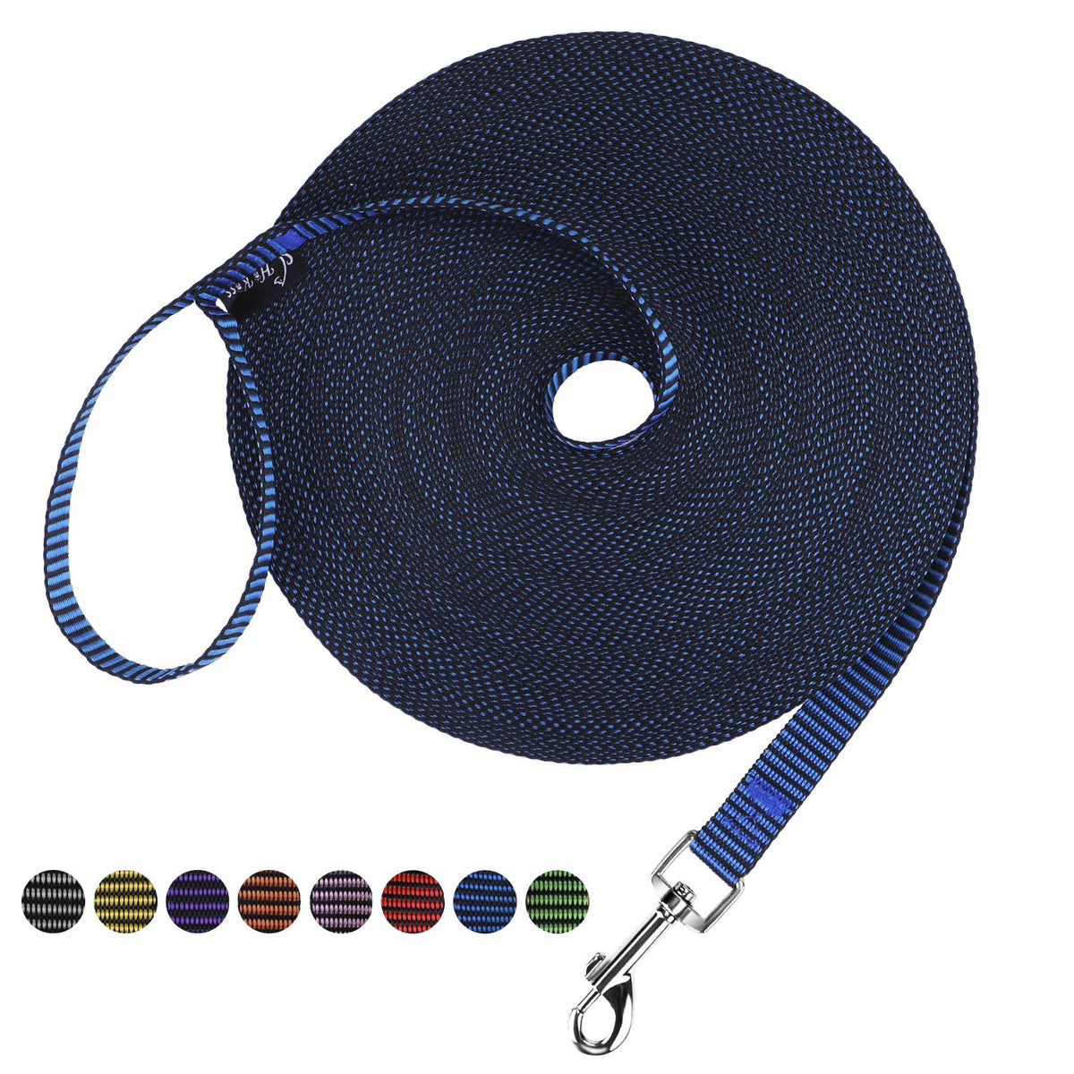 Hi Kiss Dog/Puppy Obedience Recall Training Agility Lead - 15ft 20ft 30ft 50ft 100ft Leash Great for Training, Play, Camping, or Backyard Black