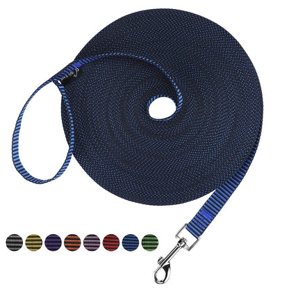 Hi Kiss Dog/Puppy Obedience Recall Training Agility Lead - 15ft 20ft 30ft 50ft 100ft Leash Great for Training, Play, Camping, or Backyard Black