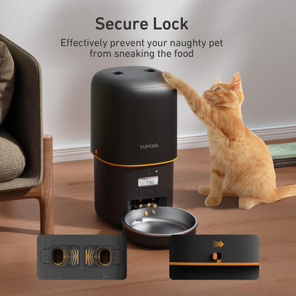 Automatic Cat Feeder, 3L Cat Food Dispenser with Anti-Jam Design, Over 180-day Battery Life, 1-6 Meals Per Day with Stainless Steel Cat Bowl, Keep Dry Food Fresh, Timed Pet Feeder Also for Small Dog