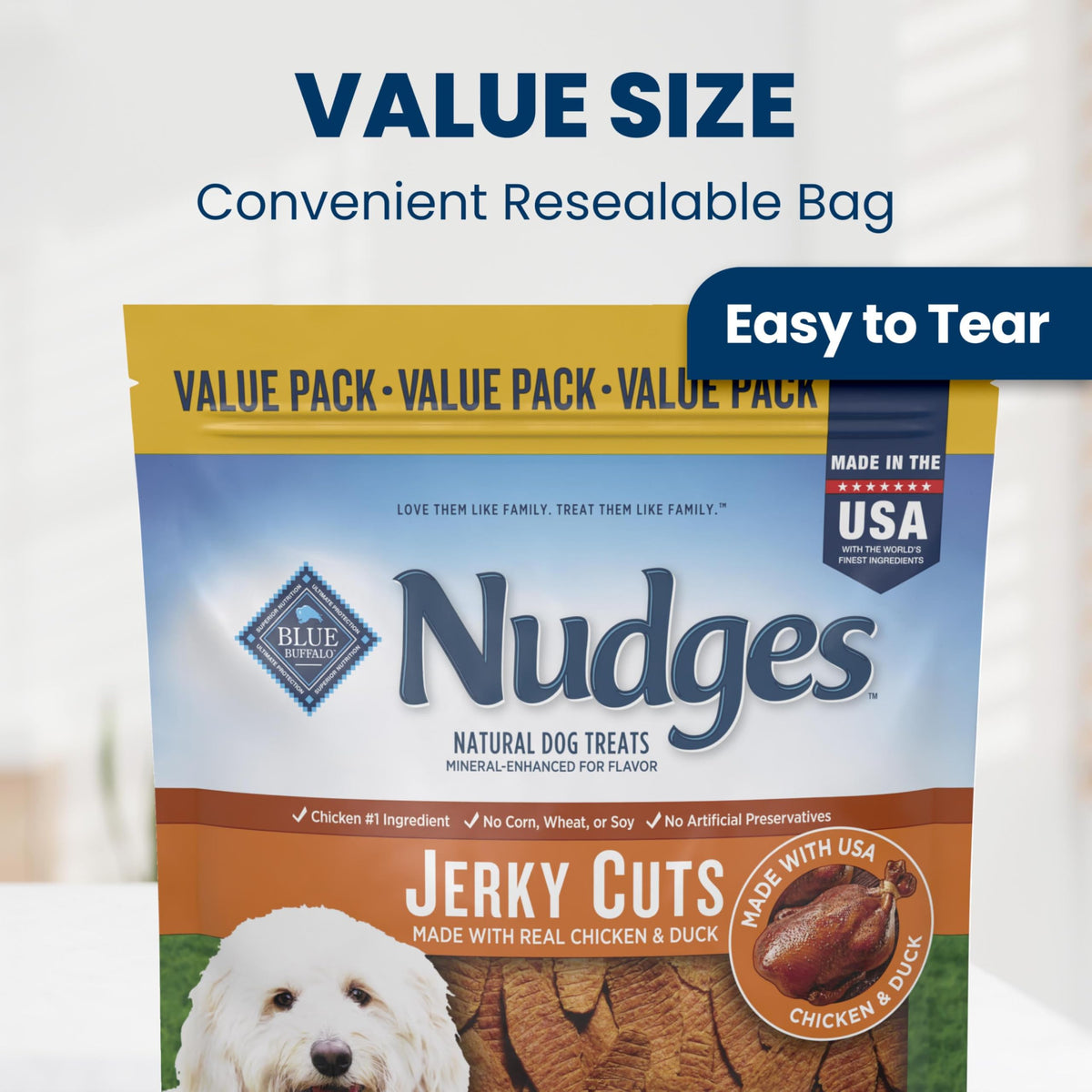 Blue Buffalo Nudges Jerky Cuts Chicken & Duck Dog Treats, 16 oz
