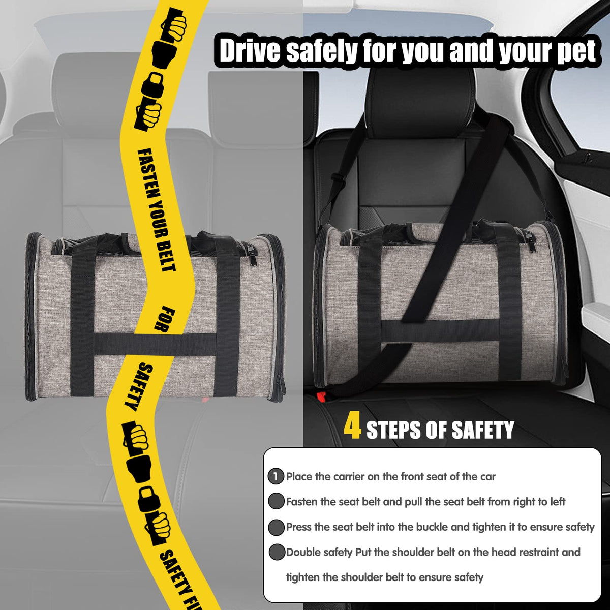 Cat Dog Carriers Soft-Sided Pet Carrier Large Cats for Medium Big Cat Small Dog Puppy up to 16lbs TSA Airline Approved Animal Collapsible Cat Carrier Carriers Travel Carrier Cat Bag (17x11x11)