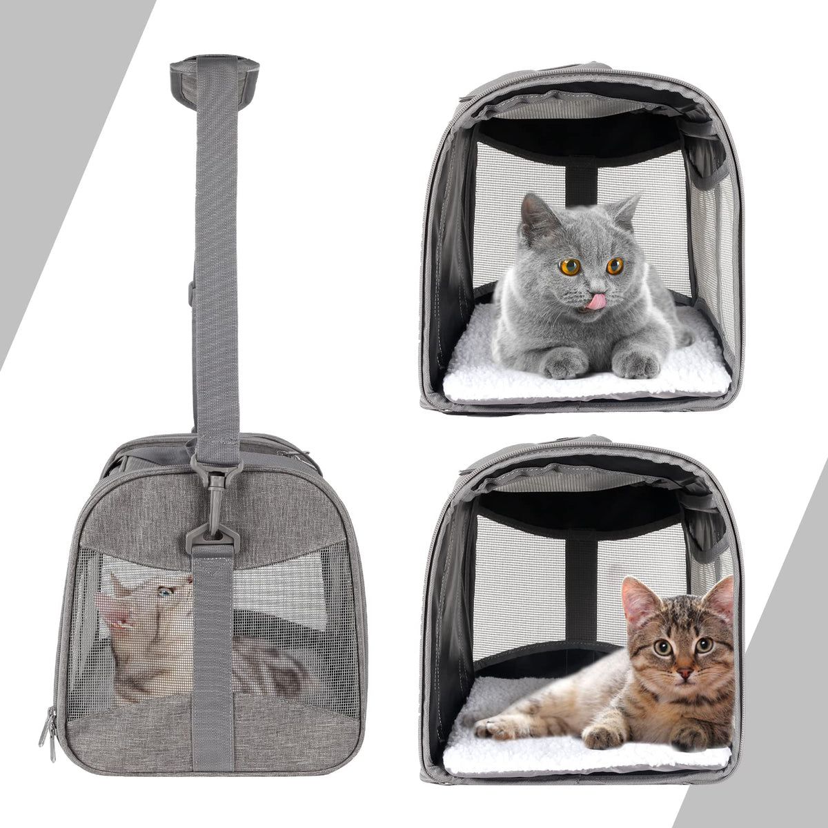 Cat Dog Carriers Soft-Sided Pet Carrier Large Cats for Medium Big Cat Small Dog Puppy up to 16lbs TSA Airline Approved Animal Collapsible Cat Carrier Carriers Travel Carrier Cat Bag (17x11x11)