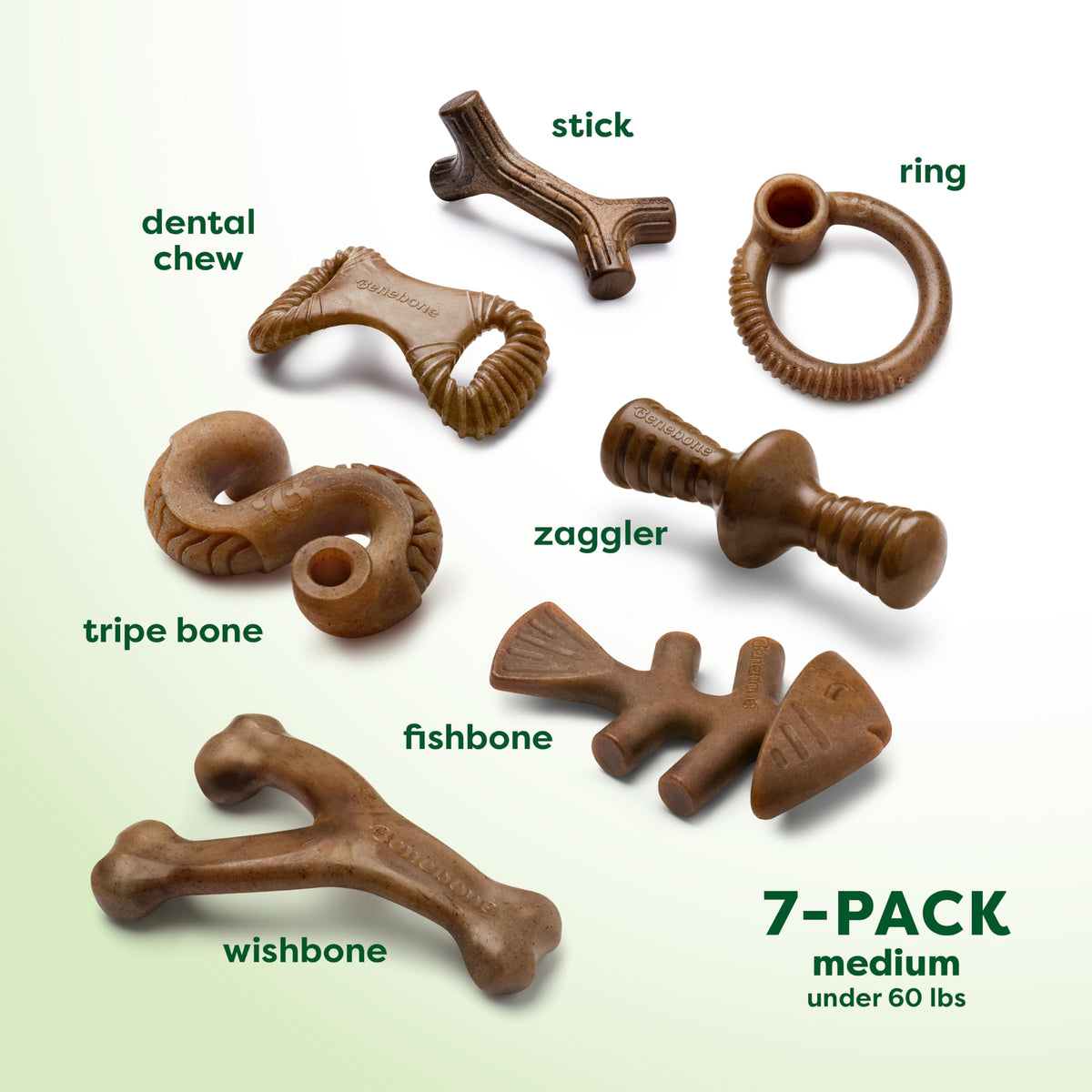 Benebone Medium 4-Pack Dog Toys for Aggressive Chewers – Under 60 lbs