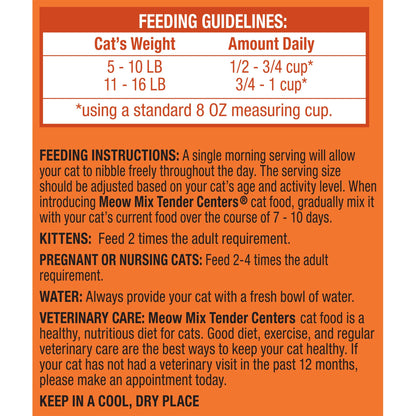 Meow Mix Tender Centers, Dry Cat Food, Beef & Salmon Flavors, 14.2 lb. Bag