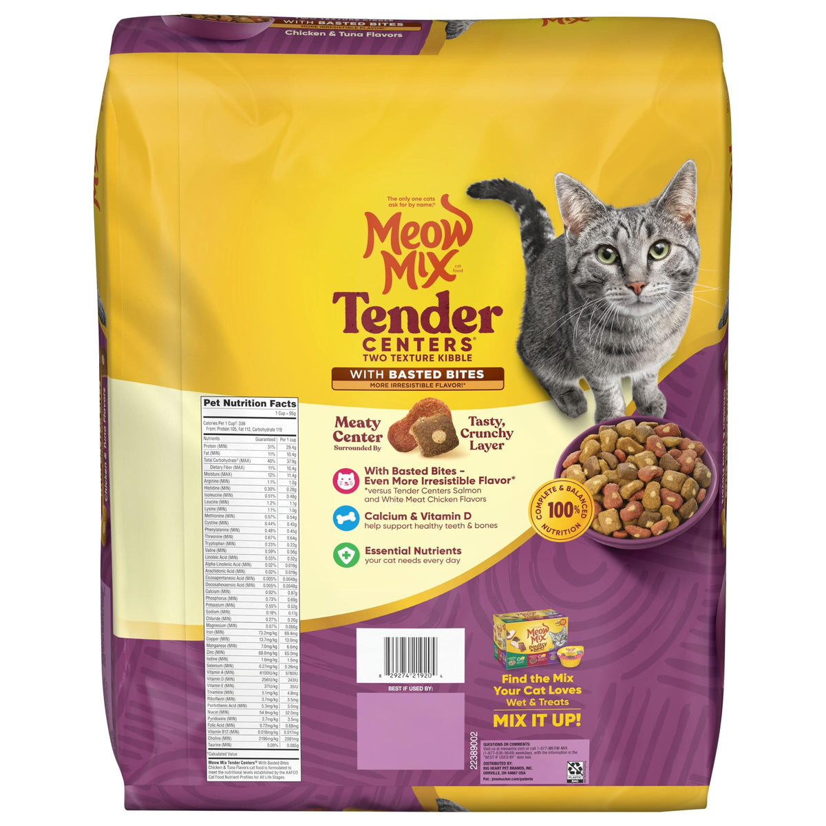 Meow Mix Tender Centers, Dry Cat Food, Beef & Salmon Flavors, 14.2 lb. Bag
