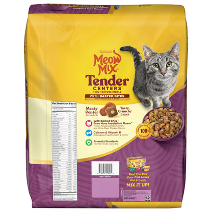 Meow Mix Tender Centers, Dry Cat Food, Beef & Salmon Flavors, 14.2 lb. Bag