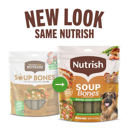 Nutrish Soup Bones Chicken Dog Chews, 23.1 oz. Bag, 11 Treats (Rachael Ray)