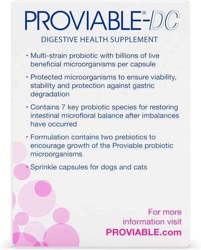 Nutramax Proviable Probiotics for Dogs & Cats, Sprinkle Capsules, 30ct