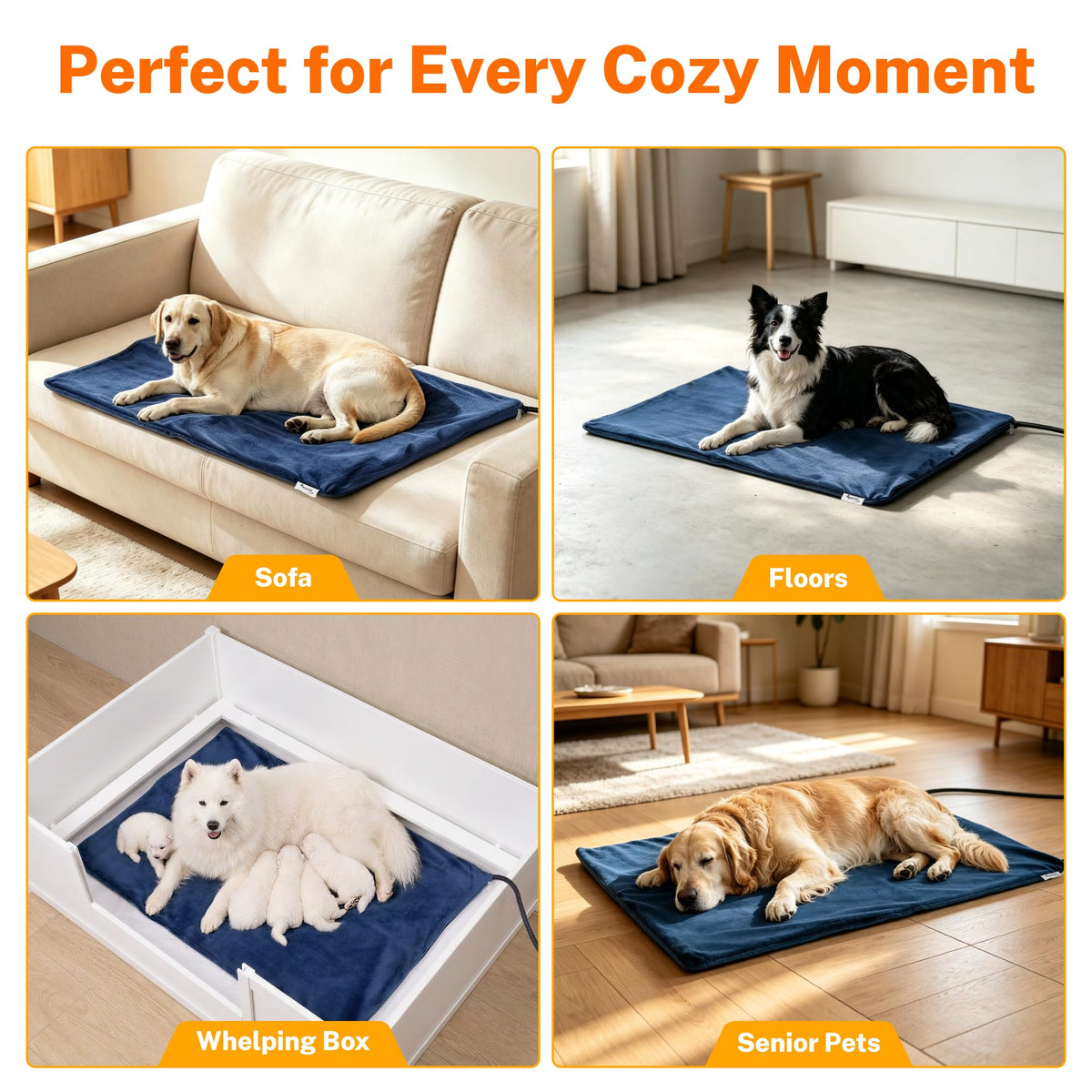 Toozey Cat Heating Pad for Cats & Dogs, Heated Bed Mat, 18 x 16 in, Grey