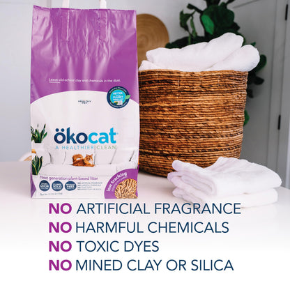 ökocat Low Tracking Natural Wood Clumping Cat Litter, Odor Control 14 Lbs