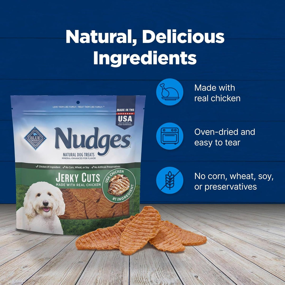 Blue Buffalo Nudges Jerky Cuts Chicken Dog Treats, 16 oz