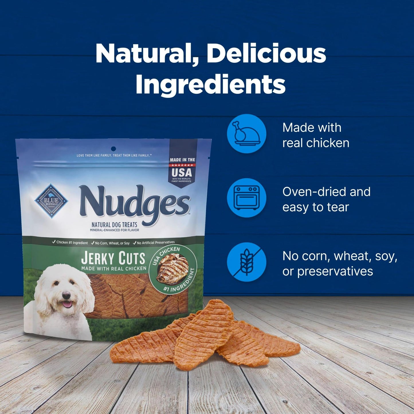 Blue Buffalo Nudges Jerky Cuts Chicken & Duck Dog Treats, 36 oz