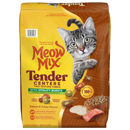 Meow Mix Tender Centers, Dry Cat Food, Beef & Salmon Flavors, 14.2 lb. Bag
