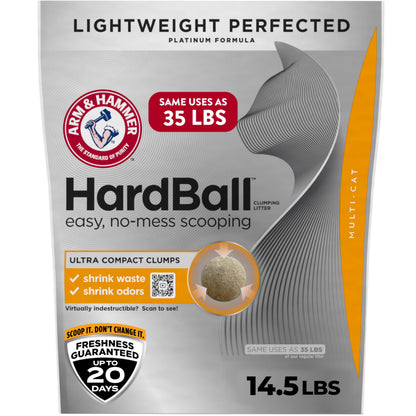 ARM & HAMMER Hardball Lightweight Easy No-Mess Scooping Garden Bloom Scent Platinum Multi-Cat Clumping Litter, 17lbs (2 Packs of 8.5lbs)
