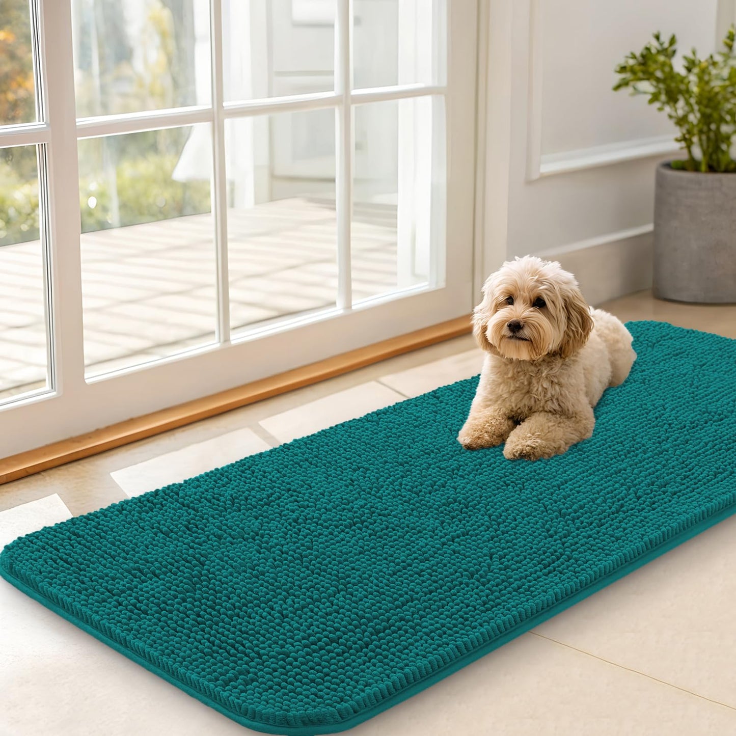 OLANLY Dog Door Mat for Muddy Paws 30x20, Super Absorbent Chenille Mud Mat