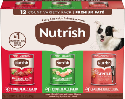Nutrish Paté Variety Pack Wet Dog Food, 13 oz. Can, 12 Pack (Rachael Ray)