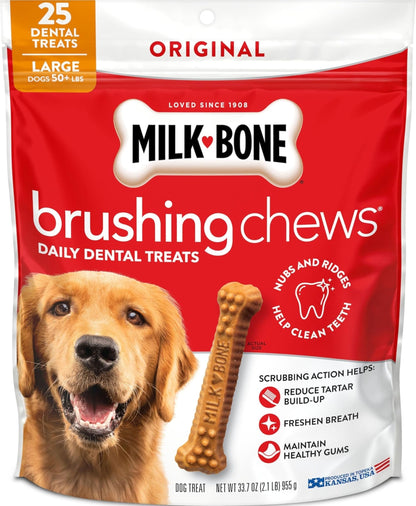 Milk-Bone Brushing Chews, Small/Medium, Original Flavor, 35 Dental Treats