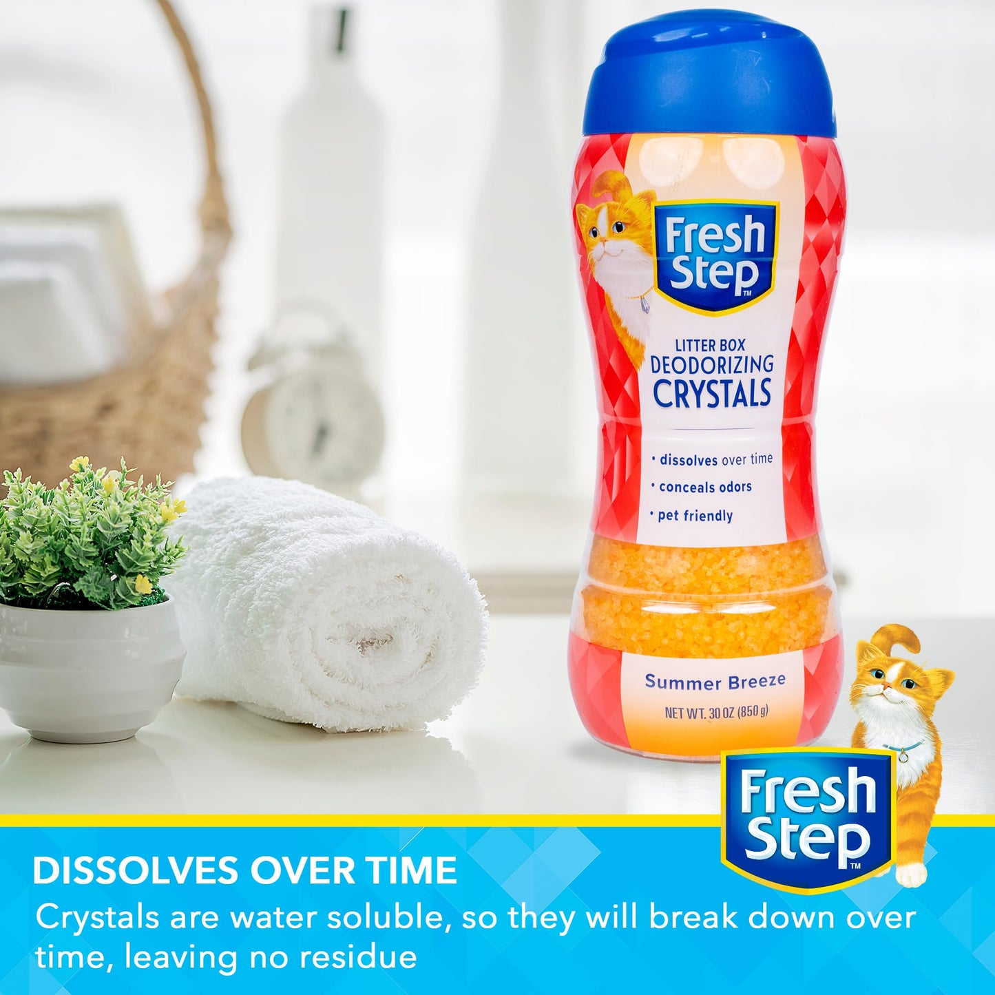 Fresh Step Cat Litter Crystals Deodorizer, Fresh Scent, 15 Oz