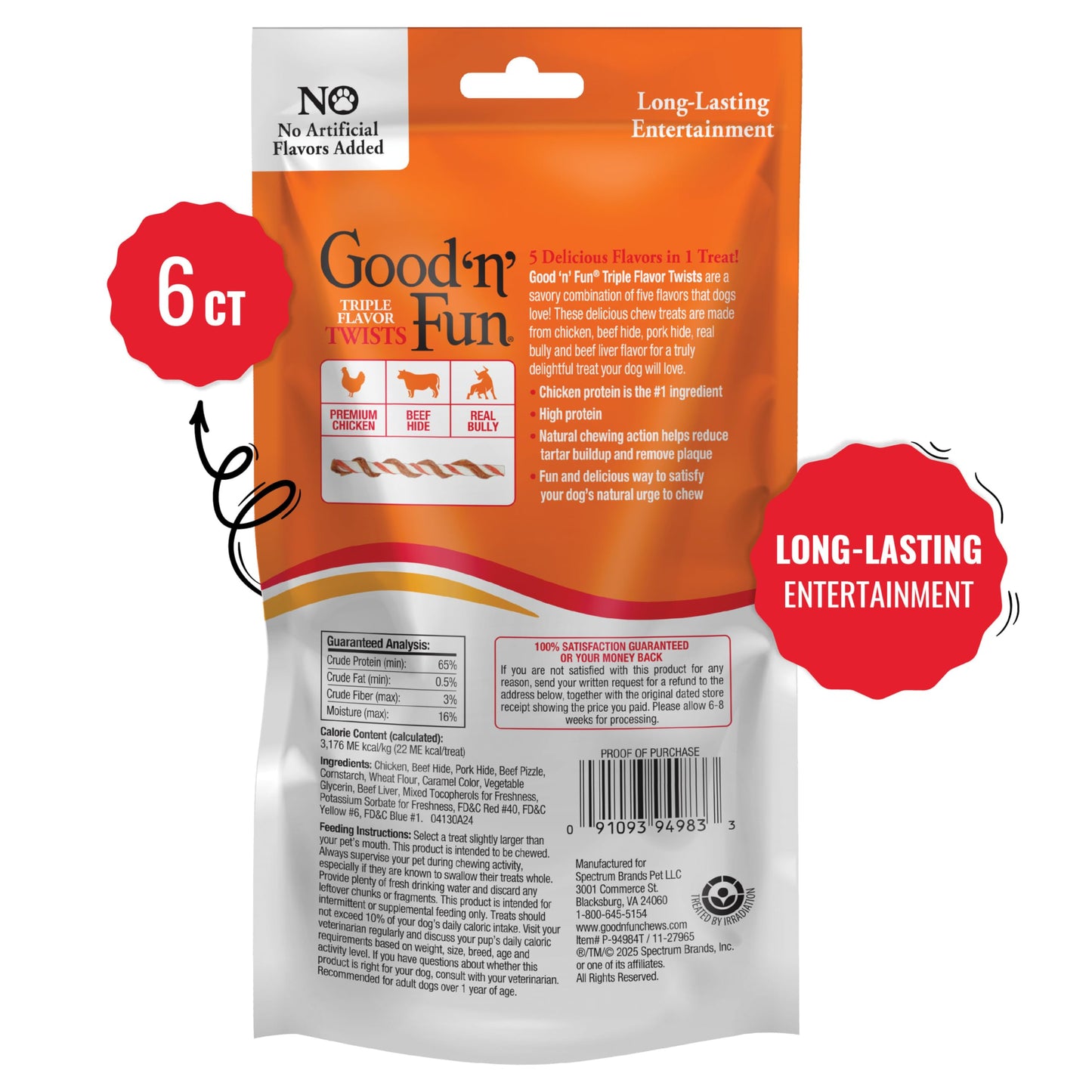 Good 'n' Fun Twists Long-Lasting Dog Treat Made With Real Protein, 22 Count