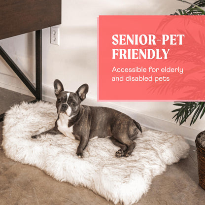 PAW BRANDS PupRug Orthopedic Memory Foam Dog Bed, White/Brown, 50x30