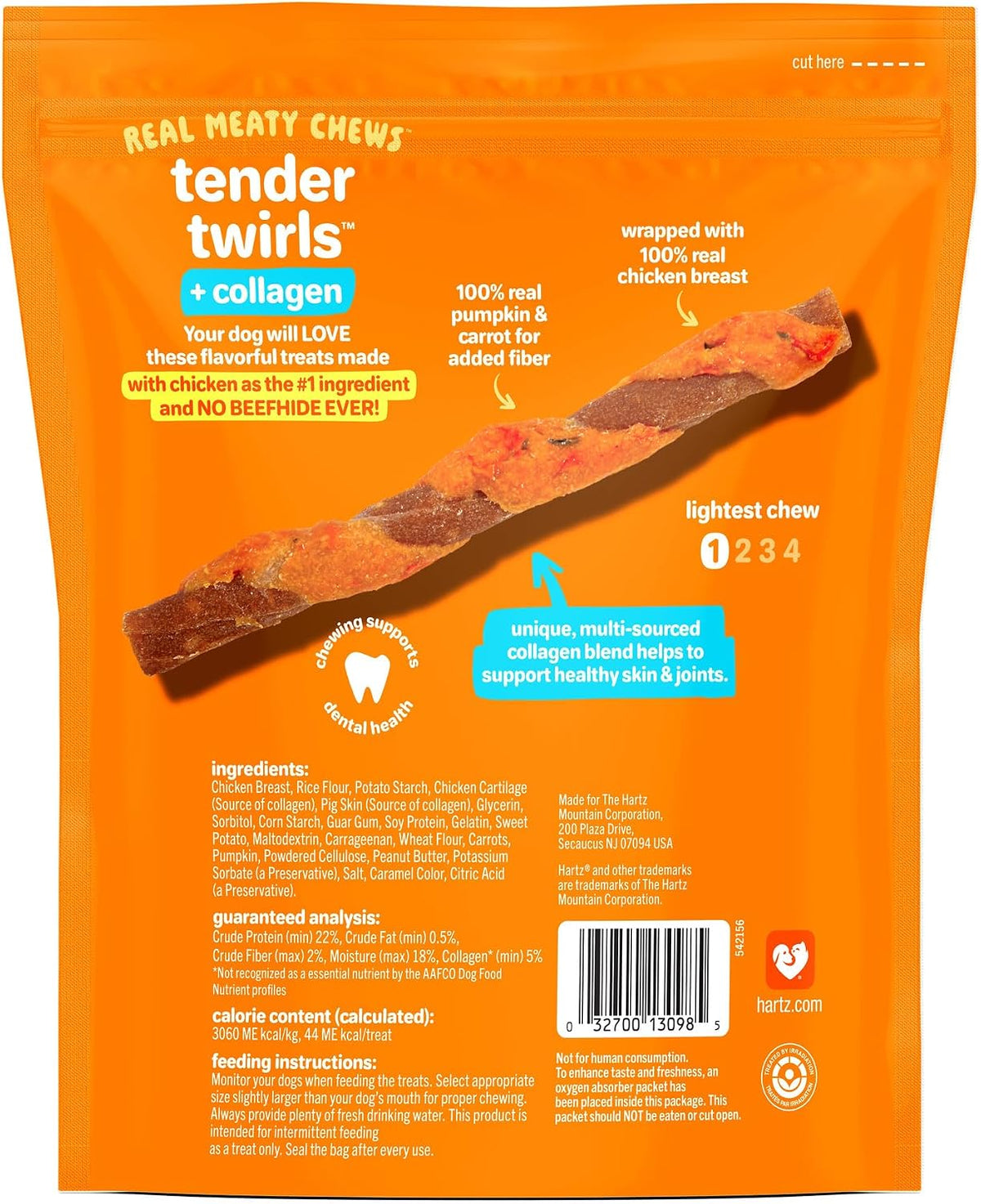 Hartz Oinkies Tender Twirls + Collagen Rawhide‑Free Dog Chews, 20 Count, 9.5 Ounce (Pack of 12)