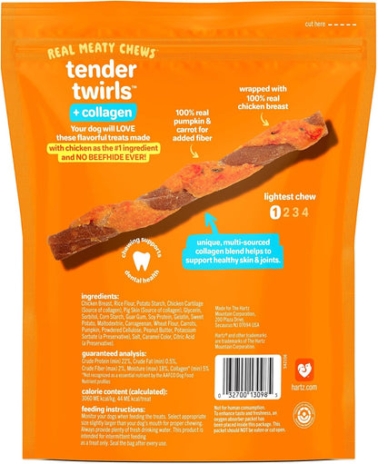 Hartz Oinkies Tender Twirls + Collagen Rawhide‑Free Dog Chews, 20 Count, 9.5 Ounce (Pack of 12)