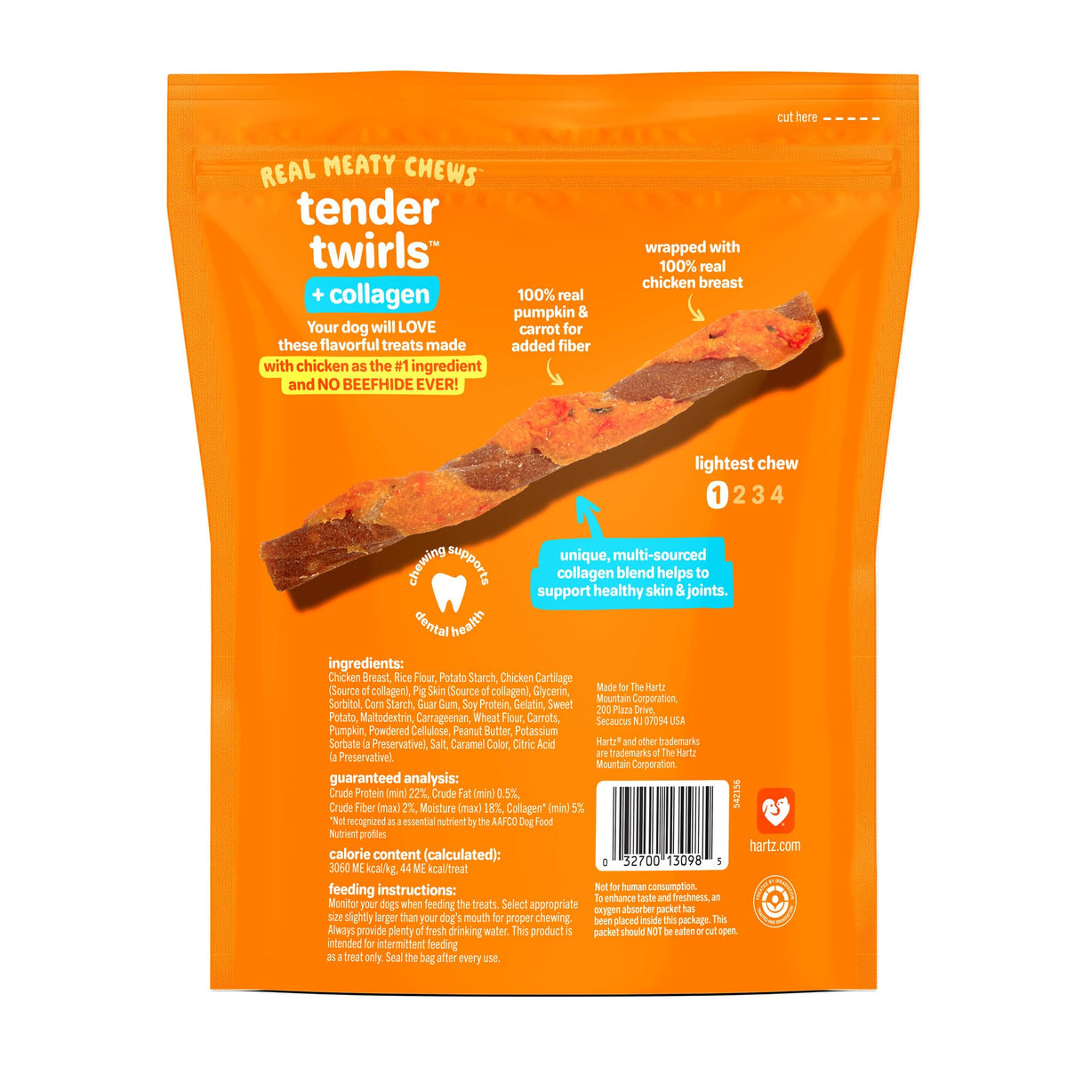 Hartz Oinkies Tender Twirls + Collagen Rawhide‑Free Dog Chews, 20 Count, 9.5 Ounce (Pack of 12)