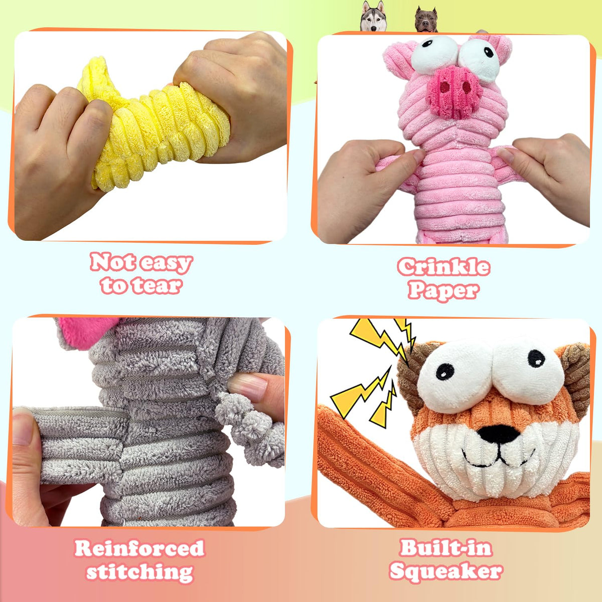 MRSOHRET Dog Squeak Toys Puppy Toys, Tough Dog Toys for Aggressive Chewers