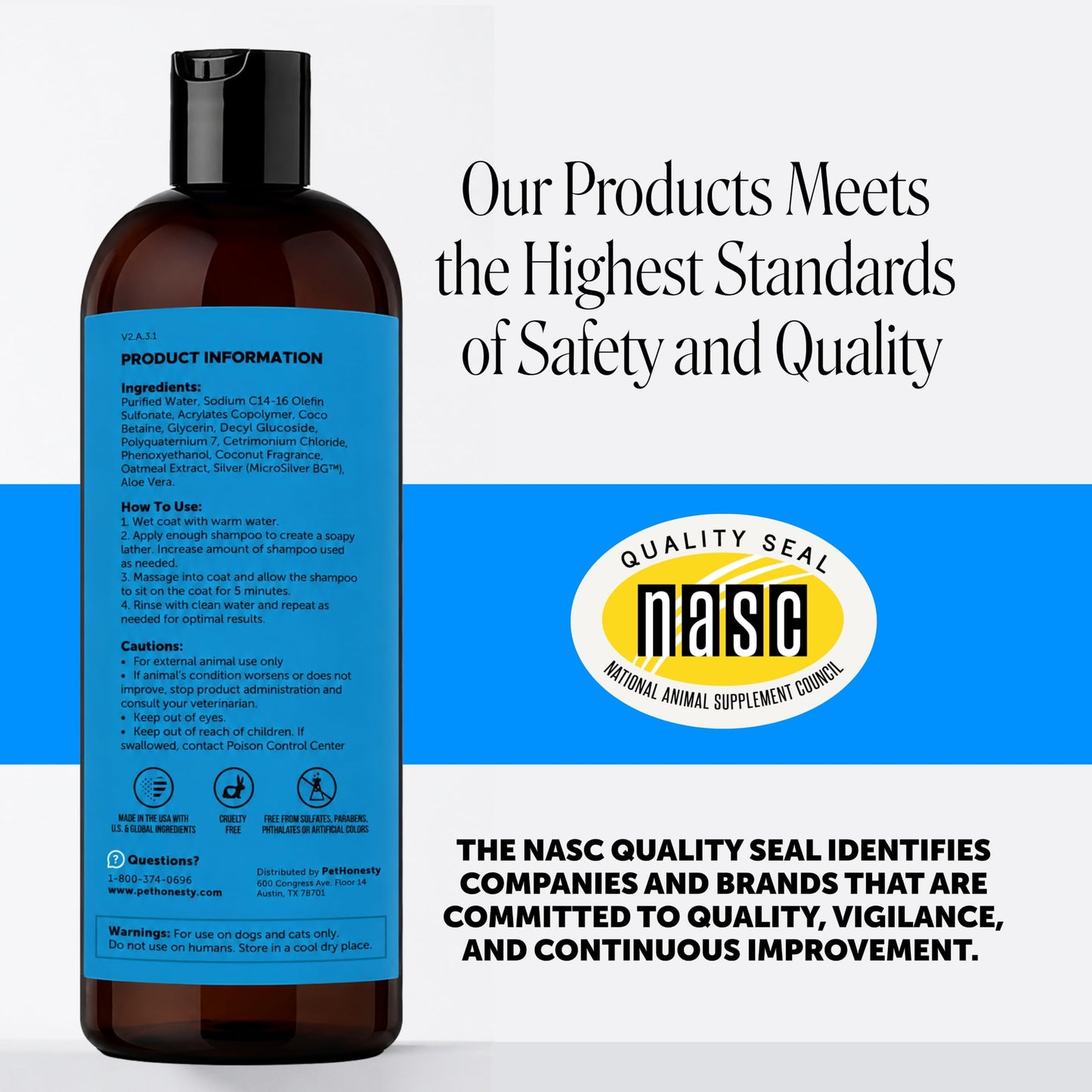 Pet Honesty Chlorhexidine Dog Shampoo Itchy Skin Relief, Anti-Itch, 16oz