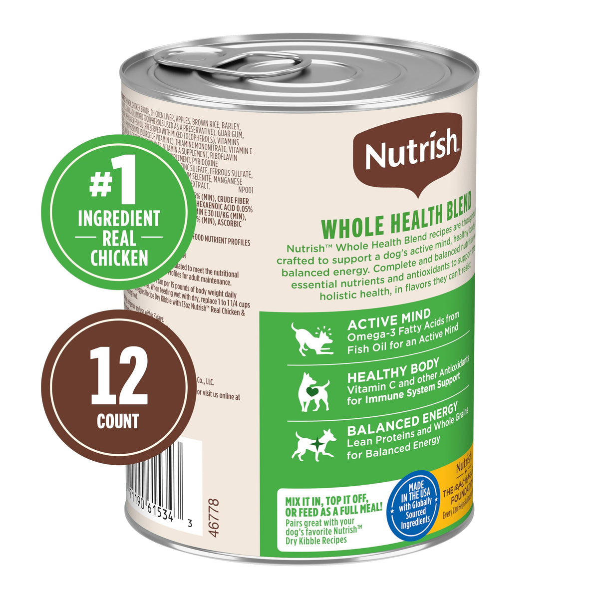 Nutrish Paté Variety Pack Wet Dog Food, 13 oz. Can, 12 Pack (Rachael Ray)