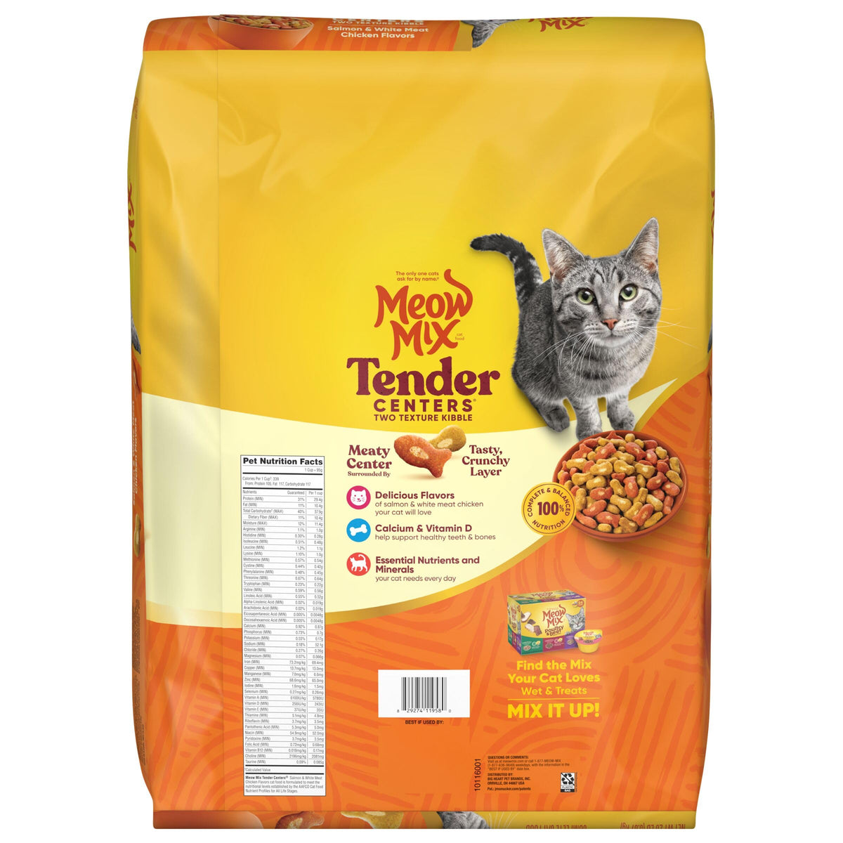 Meow Mix Tender Centers, Dry Cat Food, Beef & Salmon Flavors, 14.2 lb. Bag