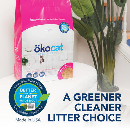 ökocat Low Tracking Natural Wood Clumping Cat Litter, Odor Control 14 Lbs