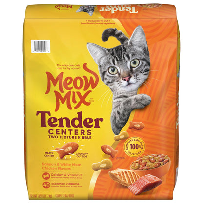 Meow Mix Tender Centers, Dry Cat Food, Beef & Salmon Flavors, 14.2 lb. Bag