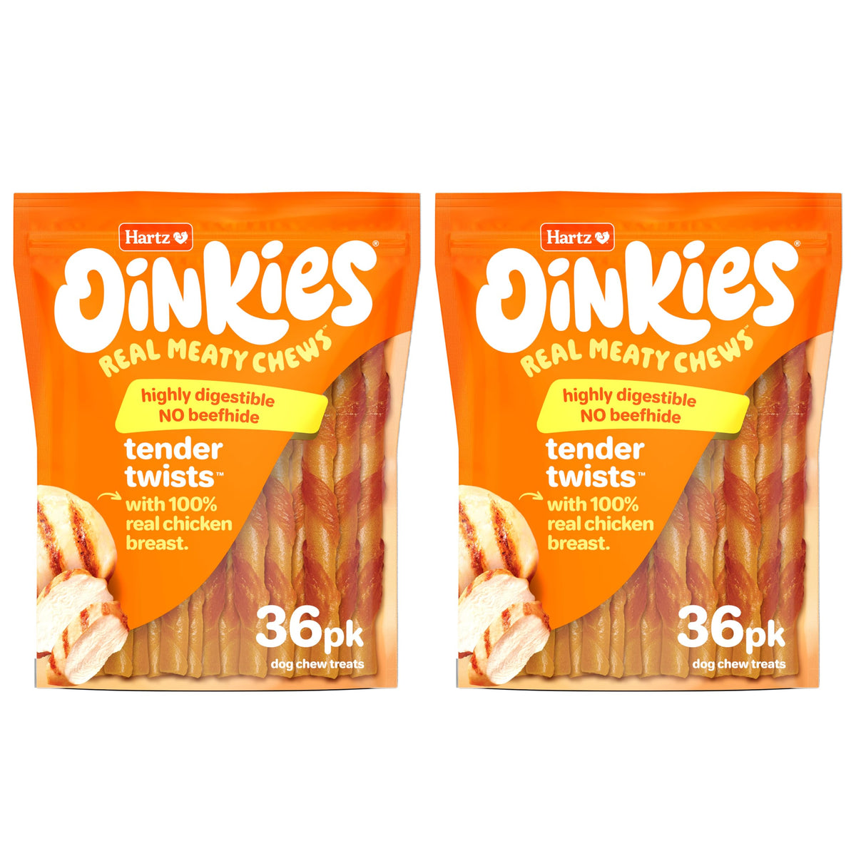 Hartz Oinkies Tender Twirls + Collagen Rawhide‑Free Dog Chews, 20 Count, 9.5 Ounce (Pack of 12)