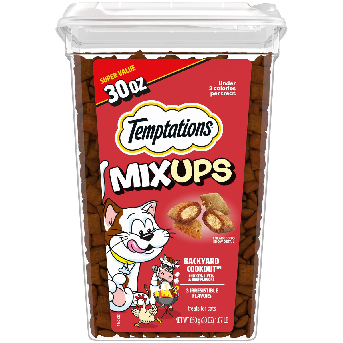 Temptations MixUps Crunchy and Soft Cat Treats, Cookout Flavor, 16 oz