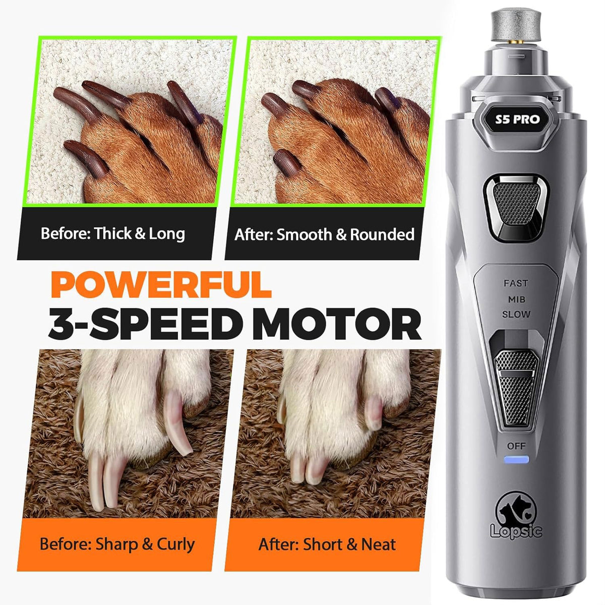 Whisper Quiet Dog Nail Grinder Safe & Stress-Free for Sensitive Dogs Cats