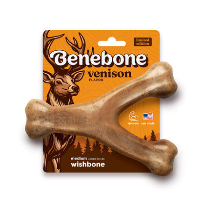Benebone Wishbone Dog Chew Toy for Aggressive Chewers, Real Bacon, Small