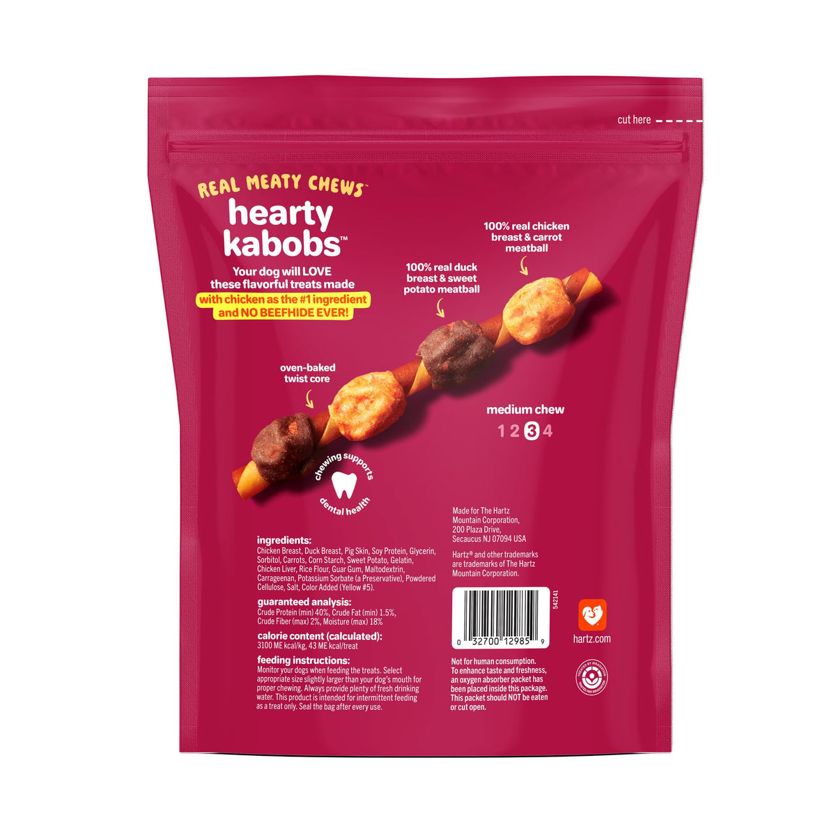 Oinkies Hearty Kabobs Rawhide‑Free Dog Treats, 36 Count, 1.1 Pound (Pack of 6)