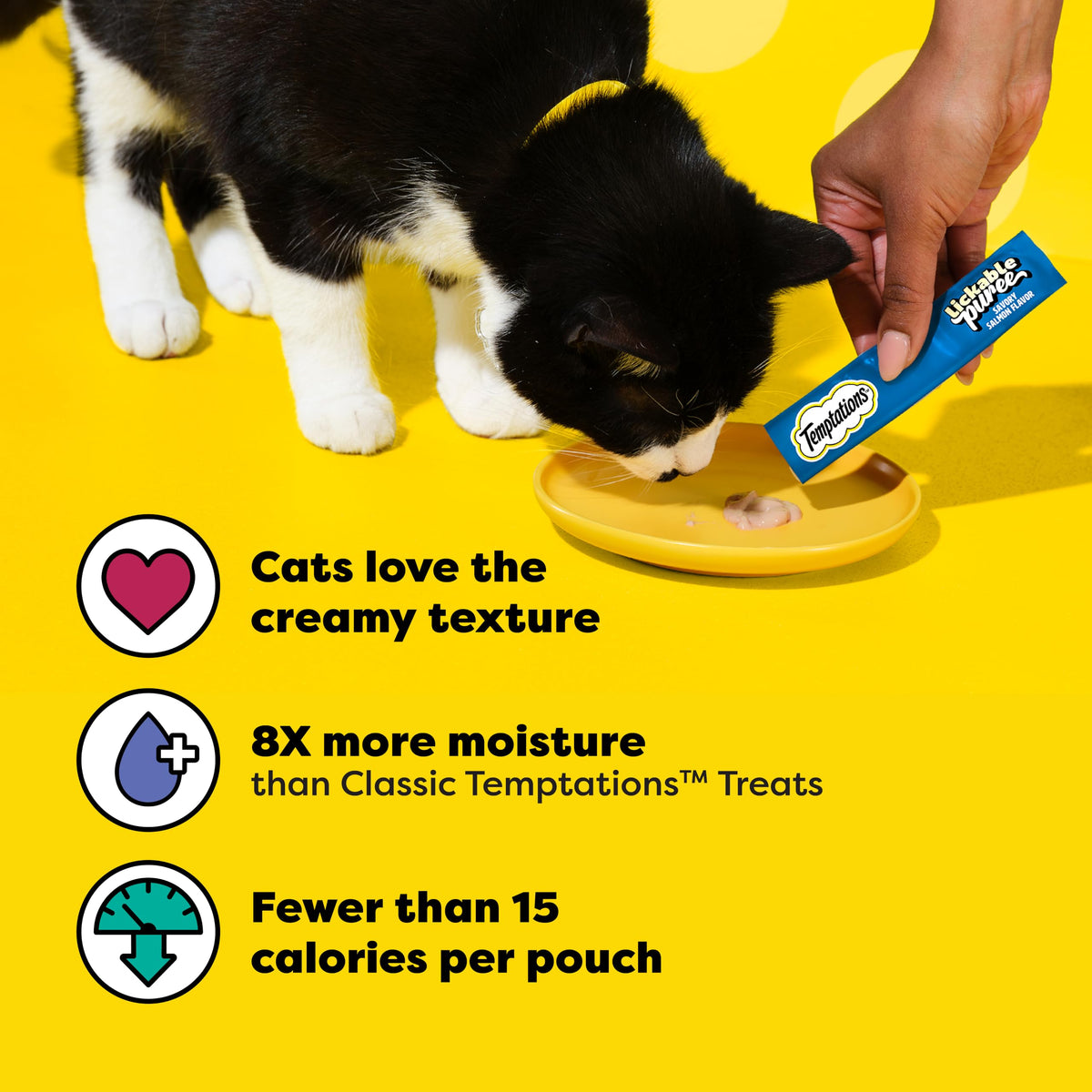 Temptations Creamy Puree Cat Treats, Chicken, Salmon & Tuna, 24 Count