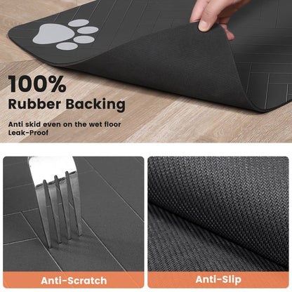 Pet Feeding Mat-Absorbent Pet Placemat for Food and Water Bowl, with Waterproof Rubber Backing, Quick Dry Water Dispenser Mat for Dog and Cat (20"x12", Blue)
