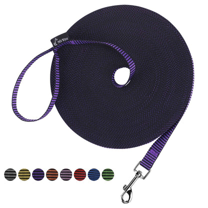 Hi Kiss Dog/Puppy Obedience Recall Training Agility Lead - 15ft 20ft 30ft 50ft 100ft Leash Great for Training, Play, Camping, or Backyard Black