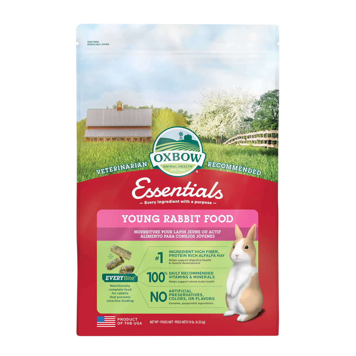 Oxbow Essentials Adult Rabbit Food, Timothy Hay Rabbit Pellets, USA, 5 lb