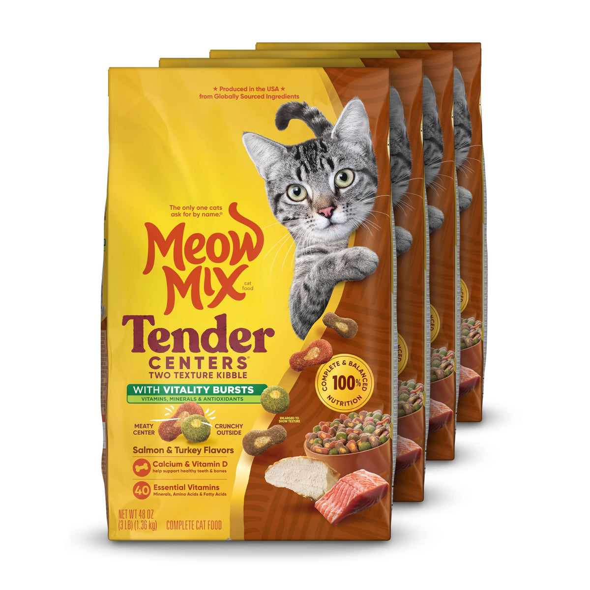 Meow Mix Tender Centers, Dry Cat Food, Beef & Salmon Flavors, 14.2 lb. Bag