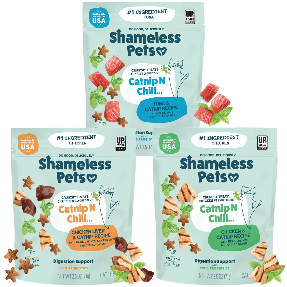 Shameless Pets Catnip N Chill Crunchy Cat Treats, 12 oz