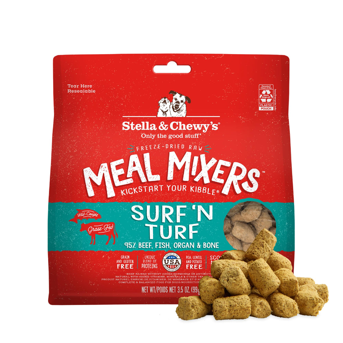Stella & Chewy's Freeze-Dried Raw Chicken Meal Mixers- Dog Food Topper & Mixer - Made with 95% Cage-Free Chicken, Organs & Bone - Perfect for Picky Eaters - Grain-Free, 2.19 Pound (Pack of 4)