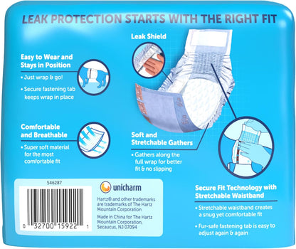 Hartz Comfitables Disposable Male Dog Wraps with Stretchy Waistband, Extra Small 12 Count
