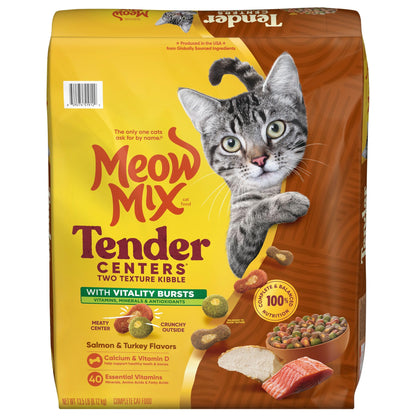 Meow Mix Tender Centers, Dry Cat Food, Beef & Salmon Flavors, 14.2 lb. Bag