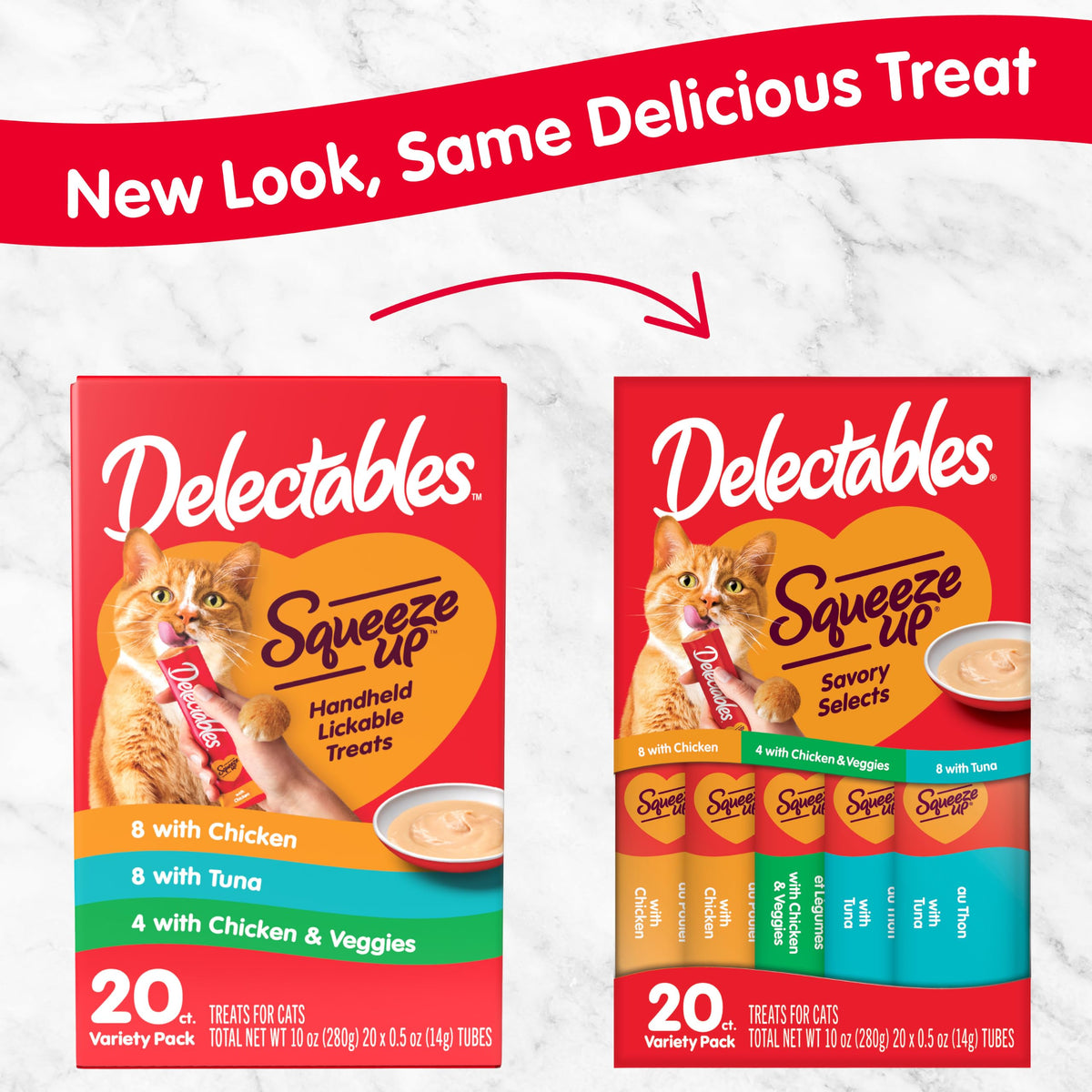 Delectables Squeeze Up Variety Pack, Creamy Squeezable Puree, Lickable Wet Cat Treats, Grain Free, No Added Fillers, No by-Products, No Added Preservatives, 0.5 Ounces Tube, 72 Tubes Total